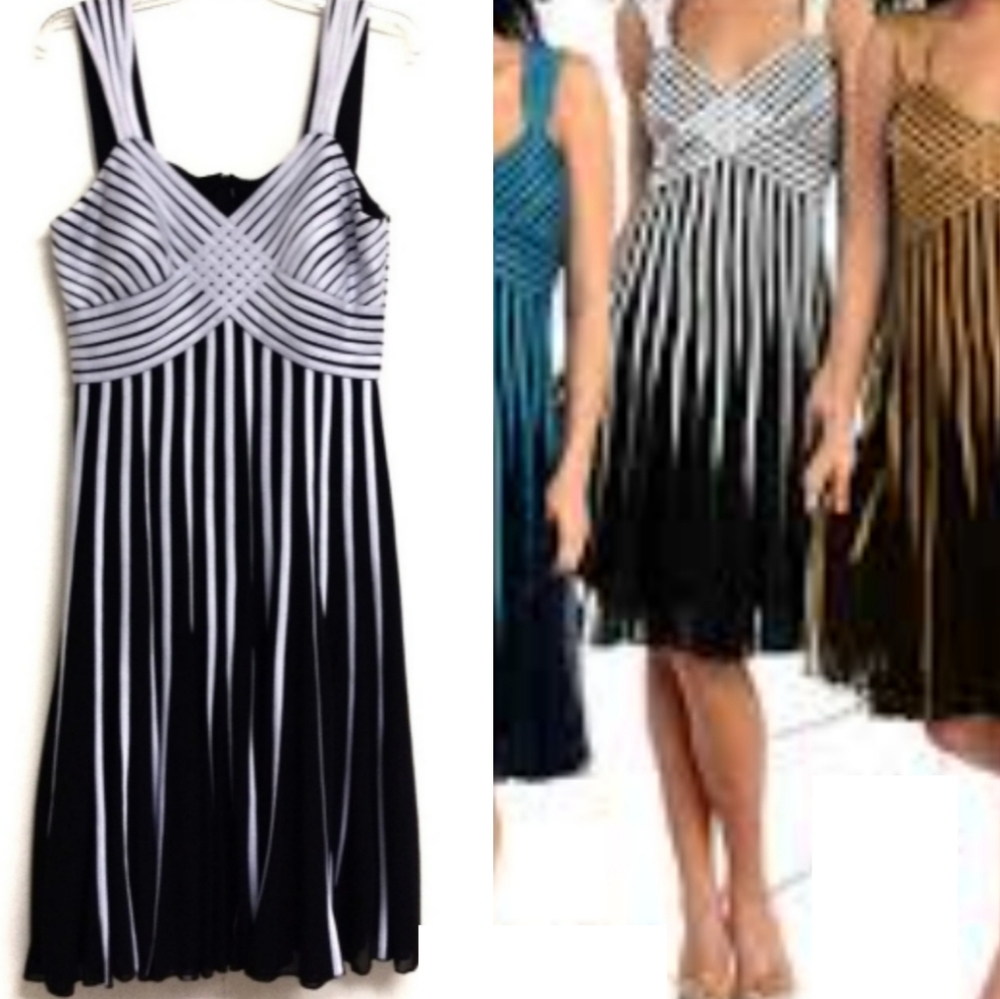 Coqueta Sleeveless Dress Size Large Black and White Stripes